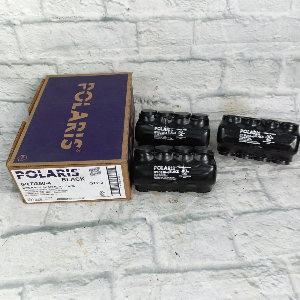 Polaris IPLD350-4 Black Insulated Multi-Tap Connector 350 MCM-10 AWG Qty 3 NIB